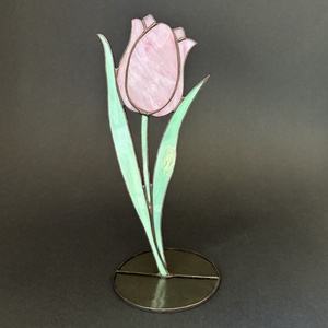 Rózsaszín üveg tulipán 2 - Meska.hu