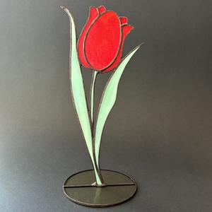 Piros üveg tulipán - Meska.hu