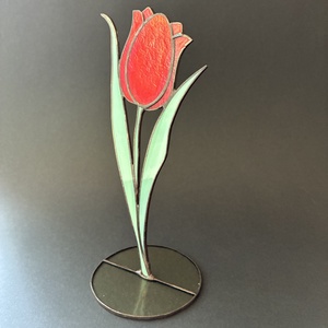 Piros üveg tulipán - otthon & életmód - dekoráció - asztal és polc dekoráció - díszüveg - Meska.hu