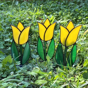 Üveg Tulipán - Sárga 3 - otthon & életmód - virágdekoráció - virágok - virágcsokor - Meska.hu