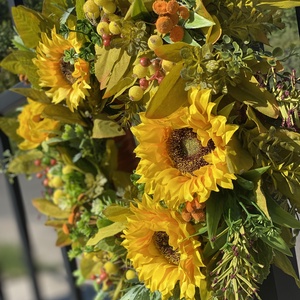 Napraforgós őszi selyemvirágos kopogtató ajtódísz koszorú - otthon & életmód - dekoráció - ajtó- és ablak dekoráció - ajtódísz & kopogtató - Meska.hu