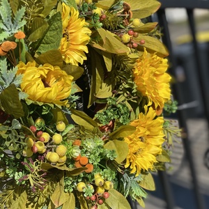 Napraforgós őszi selyemvirágos kopogtató ajtódísz koszorú - otthon & életmód - dekoráció - ajtó- és ablak dekoráció - ajtódísz & kopogtató - Meska.hu