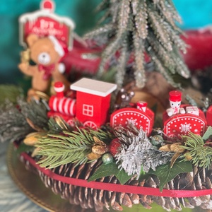 Kisvonatos Adventi koszorú asztaldísz - karácsony - adventi díszek - adventi koszorú - Meska.hu