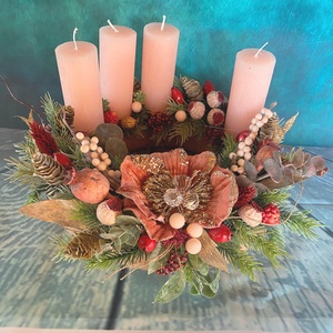 Különleges színvilágú luxus Adventi koszorú asztaldísz - karácsony - adventi díszek - adventi koszorú - Meska.hu