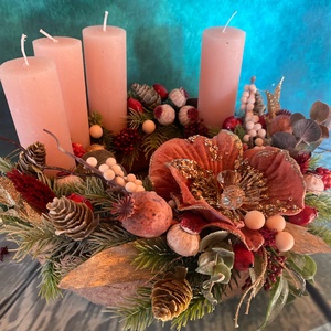 Különleges színvilágú luxus Adventi koszorú asztaldísz - karácsony - adventi díszek - adventi koszorú - Meska.hu