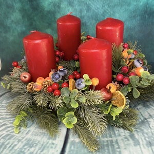 Bogyós Adventi koszorú asztaldísz - karácsony - adventi díszek - adventi koszorú - Meska.hu