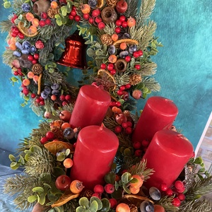 Bogyós Adventi koszorú asztaldísz - karácsony - adventi díszek - adventi koszorú - Meska.hu