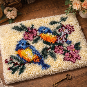 Kézzel készített suba szőnyeg � madaras, virágos mintával, Otthon & Életmód, Lakástextil, Szőnyeg, Horgolt szőnyeg, Csomózás, Horgolás, MESKA