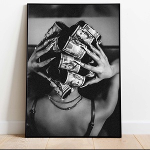 Fekete-fehér nő pénzzel falikép � modern, provokatív dekor, 42�30 cm, Otthon & Életmód, Dekoráció, Kép & Falikép, Poszter, , MESKA