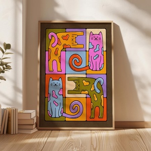Színes macskás falikép � vidám, modern dekoráció, 42�30 cm - otthon & életmód - dekoráció - kép & falikép - poszter - Meska.hu