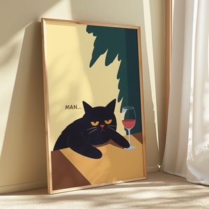 Borozó macska falikép � humoros, karakteres dekor, 42�30 cm - Meska.hu