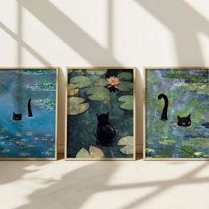 3 db-os macskás falikép szett � modern, összeillő dekoráció, 42�30 cm/db - otthon & életmód - dekoráció - kép & falikép - poszter - Meska.hu