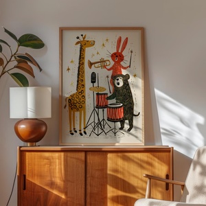 Zenélő állatkákat ábrázoló poszter � vidám, kreatív falikép, 42�30 cm, Otthon & Életmód, Dekoráció, Kép & Falikép, Poszter, , MESKA