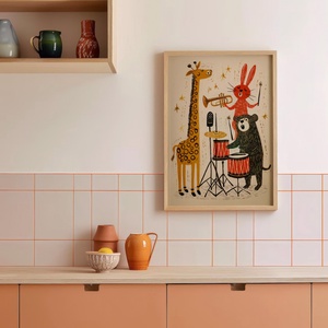 Zenélő állatkákat ábrázoló poszter � vidám, kreatív falikép, 42�30 cm - otthon & életmód - dekoráció - kép & falikép - poszter - Meska.hu