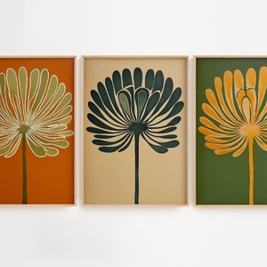 3 db-os virágos falikép szett � modern retro növényes dekor, 42�30 cm/db - otthon & életmód - dekoráció - kép & falikép - poszter - Meska.hu