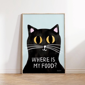 Where Is My Food? macskás poszter � humoros modern falikép, 42�30 cm, Otthon & Életmód, Dekoráció, Kép & Falikép, Poszter, , MESKA