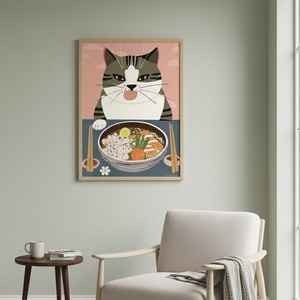 Aranyos, játékos falikép rózsaszín háttérrel és cicatalp mintákkal. A vidám színvilág és a cuki macskás motívum igazán h - otthon & életmód - dekoráció - kép & falikép - poszter - Meska.hu