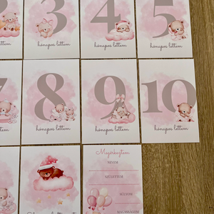 Baba mérföldkő kártyák � 10�15 cm � 1-11 hónap + különleges pillanatok babafotó kellék, babaváró ajándék - baba - mama - babafotózás - baba mérföldkő kártyák - Meska.hu