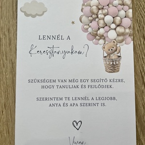 Keresztszülő felkérő lap , Baba - mama, Keresztelő kellékek, Keresztszülő felkérő, Papírművészet, MESKA
