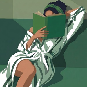 Olvasó lány falikép � zöld, nyugodt hangulatú poszter 42�30 cm - otthon & életmód - dekoráció - kép & falikép - poszter - Meska.hu