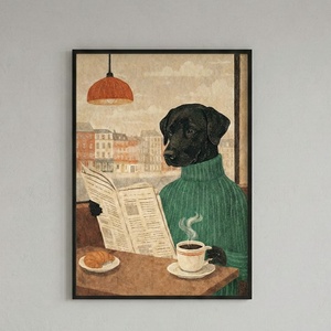 Kávézó kutya falikép � stílusos, modern poszter 42x30cm, Otthon & Életmód, Dekoráció, Kép & Falikép, Poszter, , MESKA