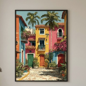 Színes mediterrán házak falikép � napfényes városkép poszter 42x30cm - Meska.hu