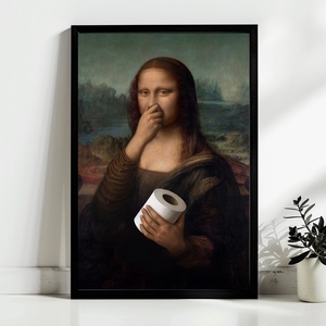 Mona Lisa WC-papírral poszter � humoros fürdőszobai falikép, 42�30 cm - Meska.hu