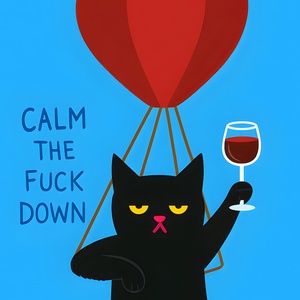 Calm down léggömbös macskás poszter � humoros, kék falikép, 42�30 cm - otthon & életmód - dekoráció - kép & falikép - poszter - Meska.hu