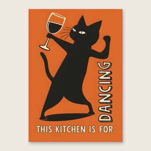 This kitchen is for dancing macskás poszter � vidám konyhai falikép, 42�30 cm - otthon & életmód - dekoráció - kép & falikép - poszter - Meska.hu