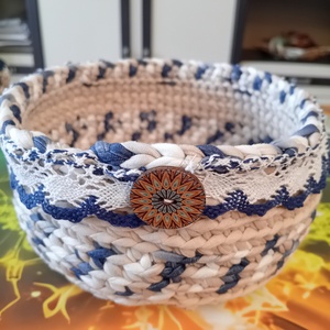 Horgolt kosárka, Otthon & Életmód, Dekoráció, Asztal és polc dekoráció, Dekorációs tál, tartó, Horgolás, MESKA