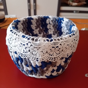 Horgolt kosárka, Otthon & Életmód, Dekoráció, Asztal és polc dekoráció, Dekorációs tál, tartó, Horgolás, MESKA