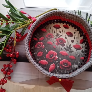 Horgolt kosárka - otthon & életmód - dekoráció - asztal és polc dekoráció - dekorációs tál, tartó - Meska.hu