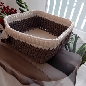 Horgolt kosárka - otthon & életmód - dekoráció - asztal és polc dekoráció - dekorációs tál, tartó - Meska.hu