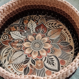 Horgolt kosárka - otthon & életmód - dekoráció - asztal és polc dekoráció - dekorációs tál, tartó - Meska.hu