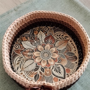 Horgolt kosárka - otthon & életmód - dekoráció - asztal és polc dekoráció - dekorációs tál, tartó - Meska.hu