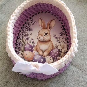 Horgolt kosárka tojás alakú, Otthon & Életmód, Dekoráció, Asztal és polc dekoráció, Dekorációs tál, tartó, Horgolás, MESKA