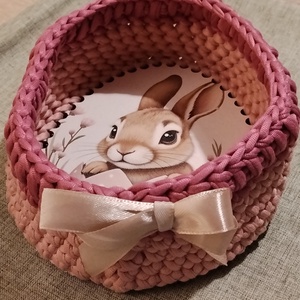 Horgolt kosárka tojás alakú, Otthon & Életmód, Dekoráció, Asztal és polc dekoráció, Dekorációs tál, tartó, Horgolás, MESKA