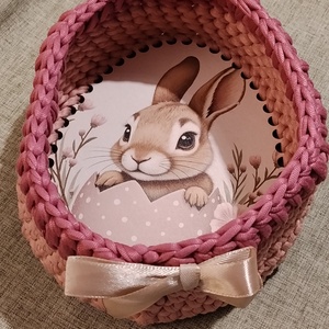 Horgolt kosárka tojás alakú - otthon & életmód - dekoráció - asztal és polc dekoráció - dekorációs tál, tartó - Meska.hu