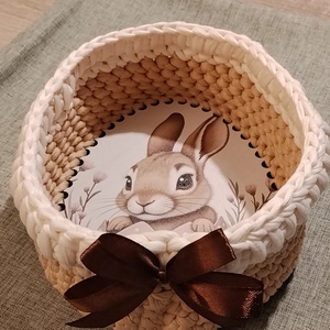 Horgolt kosárka tojás alakú, Otthon & Életmód, Dekoráció, Asztal és polc dekoráció, Dekorációs tál, tartó, Horgolás, MESKA