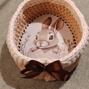 Horgolt kosárka tojás alakú - otthon & életmód - dekoráció - asztal és polc dekoráció - dekorációs tál, tartó - Meska.hu