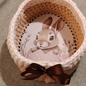 Horgolt kosárka tojás alakú - otthon & életmód - dekoráció - asztal és polc dekoráció - dekorációs tál, tartó - Meska.hu