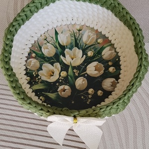 Horgolt kosár 15x15 cm, Otthon & Életmód, Dekoráció, Asztal és polc dekoráció, Dekorációs tál, tartó, Horgolás, MESKA