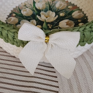 Horgolt kosár 15x15 cm - otthon & életmód - dekoráció - asztal és polc dekoráció - dekorációs tál, tartó - Meska.hu