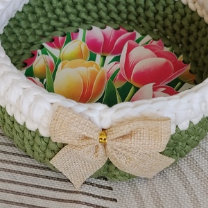 Horgolt kosár 15x15 cm, Otthon & Életmód, Dekoráció, Asztal és polc dekoráció, Dekorációs tál, tartó, Horgolás, MESKA