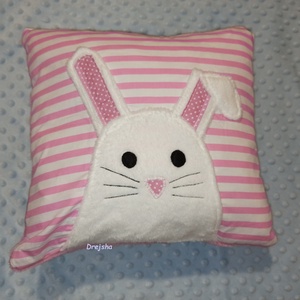 Nyuszis párna, Baba - mama, Babaszoba dekoráció, Gyerek díszpárna, Varrás, MESKA