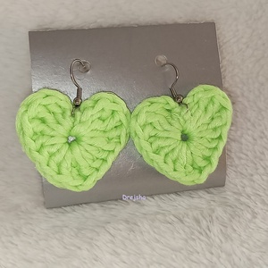 Világoszöld világítós szívecske fülbevaló - Meska.hu