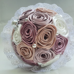 Esküvői szett.Beige,ekrü, mályva,rose gold színű menyasszonyi örökcsokor   - esküvő - menyasszonyi- és dobócsokor - Meska.hu