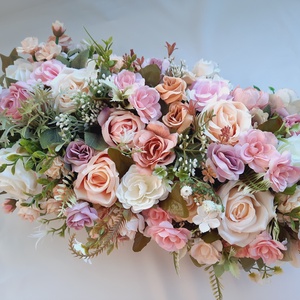 Esküvői főasztaldísz örökvirágokkal púder,pasztell színekkel, Esküvő, Dekoráció, Asztaldísz, Virágkötés, MESKA