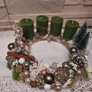 Adventi koszorú diótörővel  - karácsony - adventi díszek - adventi koszorú - Meska.hu