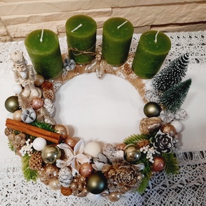 Adventi koszorú diótörővel  - karácsony - adventi díszek - adventi koszorú - Meska.hu